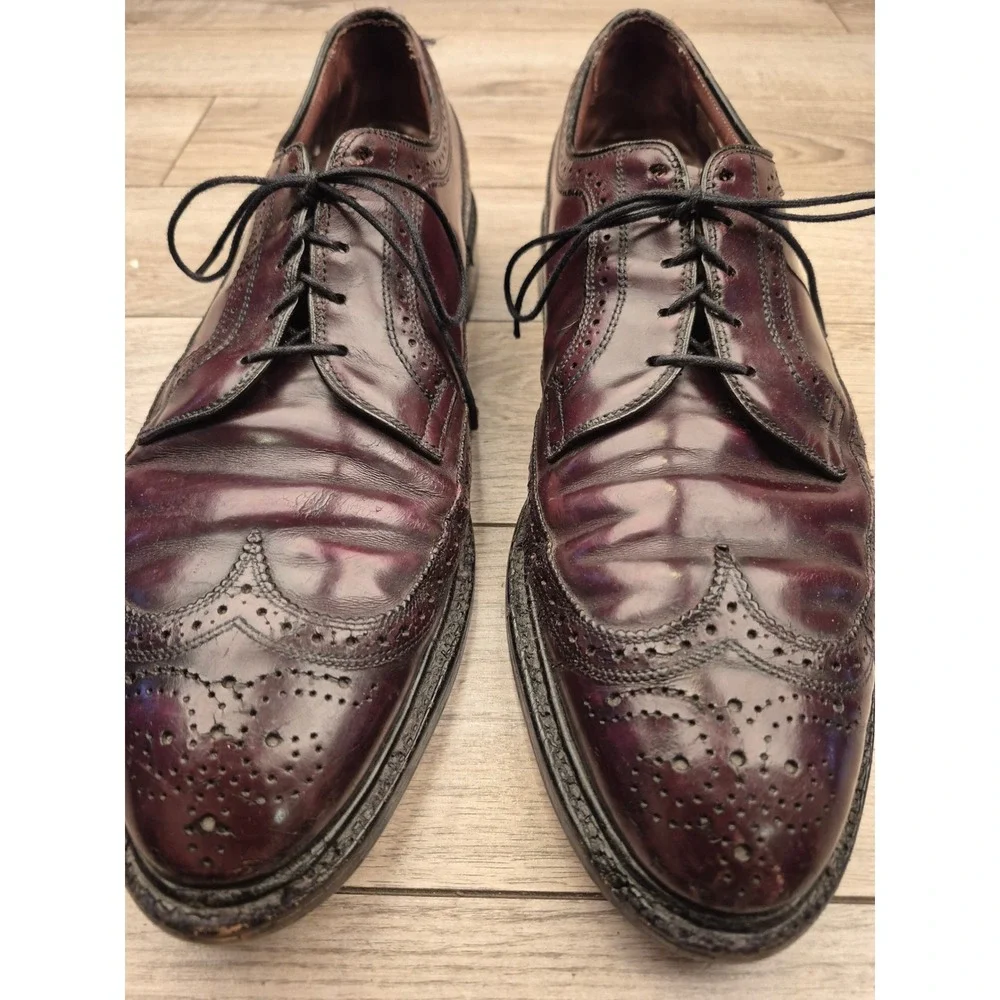 Allen Edmonds MacNeil Burgundy Leather Longwing Brogue Blucher‎ Dress Shoes 13 A
